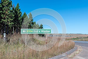 Turn-off to Gods Window on road R534 near Graskop