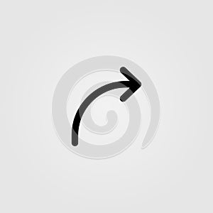 Turn right arrow icon in line design style. Road sign, navigation concept