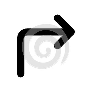 Turn Right icon outline vector. isolated on white background