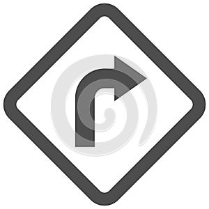 Turn right sign icon, traffic sign vector illustration