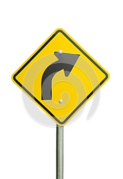 Turn right traffic sign isolated on white background