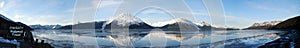 Turnagain Arm Panorama of Chugach Mountains reflecting in Cook Inlet
