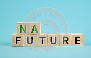 Turned a cube and changed the word 'future' to 'nature' or vice versa. Turns dice and changes the word