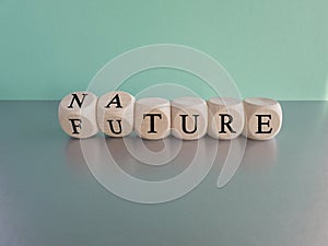 Turned cubes and changed the expression \'future\' to \'nature\' or vice versa.