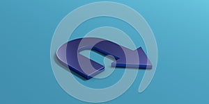 Turning arrow blue color. 3D icon rendering illustration