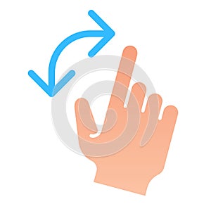 Turning gesture flat icon. Turn from left to right vector illustration isolated on white. Swipe gradient style design