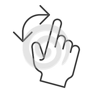 Turning gesture thin line icon. Turn from left to right vector illustration isolated on white. Swipe outline style