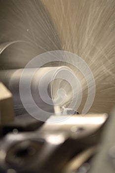 Turning lathe in action