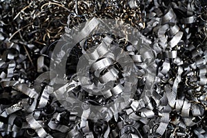 Turning and miling industry scrap of steel background,Small roughness sharpness,Steel scrap materials recycling