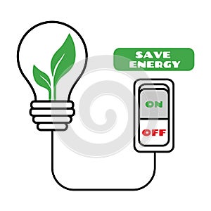 Turning off switch for energy saving. Save energy concept. Press electric button