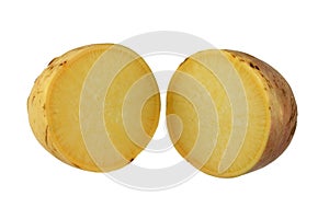 Turnip (Brassica rapa) cut in half