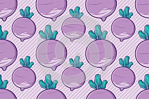 Turnip vegetable seamless pattern vector illustration