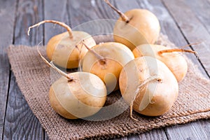 Turnip on a wooden table