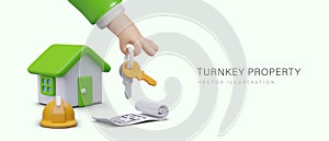 Turnkey property. Advertising for construction company. Concept for real estate agency