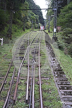 Turnout systems for two-rail funiculars or cable railway with Abt switch