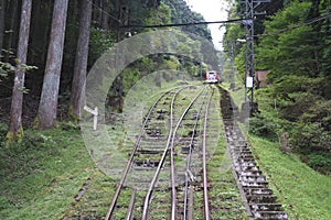 Turnout systems for two-rail funiculars or cable railway with Abt switch