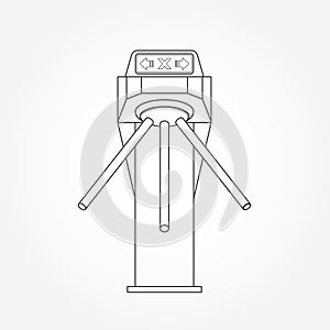 Turnstile card entrance - security system of access, outline