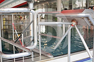 Turnstile entrance to the swimming pools.