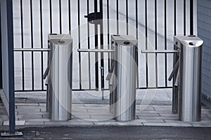 Turnstiles. Checkpoint. Automatic access control. Access system in the building.