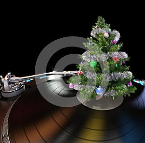 Turntable with Christmas Tree