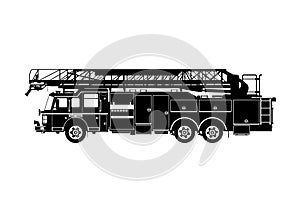 A turntable ladder fire truck silhouette.