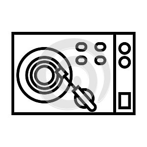 Turntable line icon isolated on white background. Black flat thin icon on modern outline style. Linear symbol and editable stroke