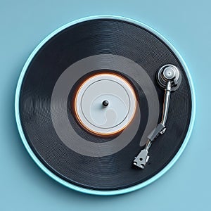 Turntable With Neon Light On Blue