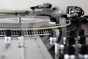 Turntable playing vinyl music record