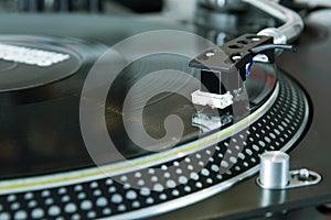 Turntable playing vinyl music record