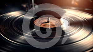 Turntable vinyl record player close up,  Retro music concept