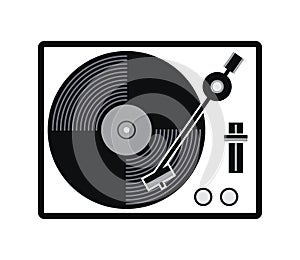 Turntable vinyl record player icon. vector