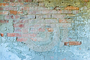 Turquiose broken brick wall texture