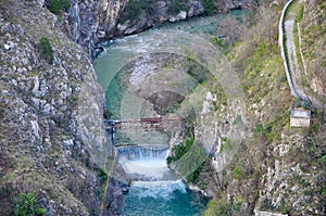 Turquise cascade of Rjecina river of city Rijeka in Croatia