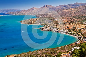 Turquise water of Mirabello bay on Crete