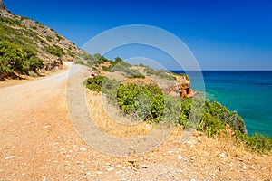 Turquise water of Mirabello bay on Crete