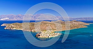 Turquise water of Mirabello bay with Spinalonga island