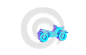 Turquoise All Terrain Vehicle or ATV motorcycle icon isolated on white background. Quad bike. Extreme sport. Minimalism