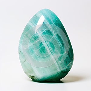 Turquoise Amazonite Stone With Subtle White Veining On White photo