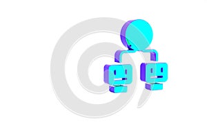 Turquoise Artificial intelligence icon isolated on white background. Machine learning, cloud computing, automated