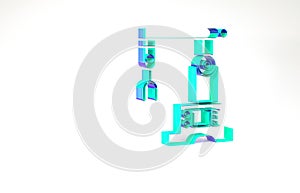 Turquoise Assembly line icon isolated on white background. Automatic production conveyor. Robotic industry concept