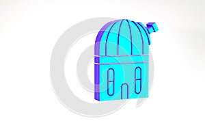 Turquoise Astronomical observatory icon isolated on white background. Minimalism concept. 3d illustration 3D render
