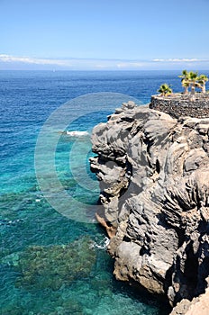 Turquoise bay and volcanic cliffs in Callao Salvaje on Tenerife