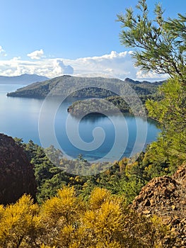 Turquoise bays on Datca Peninsula, overview