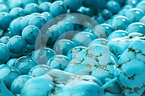 turquoise beads and stones close-up