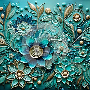Turquoise Beauty: Multilayered Painting With Accurate Topography Patterns photo