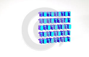 Turquoise Binary code icon isolated on white background. Minimalism concept. 3d illustration 3D render