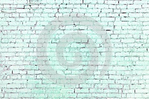 A turquoise, blue brick wall of unchallenged rows. Light background. Texture of masonry.