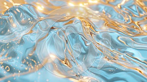 Turquoise Blue with Gold Lights Abstract Water Background