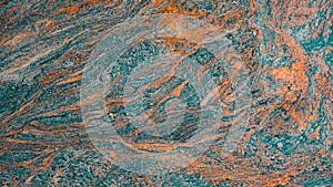 Turquoise blue orange brown abstract marble granite natural stone texture background