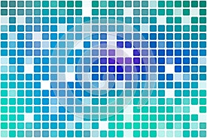 Turquoise blue purple occasional opacity mosaic over white photo